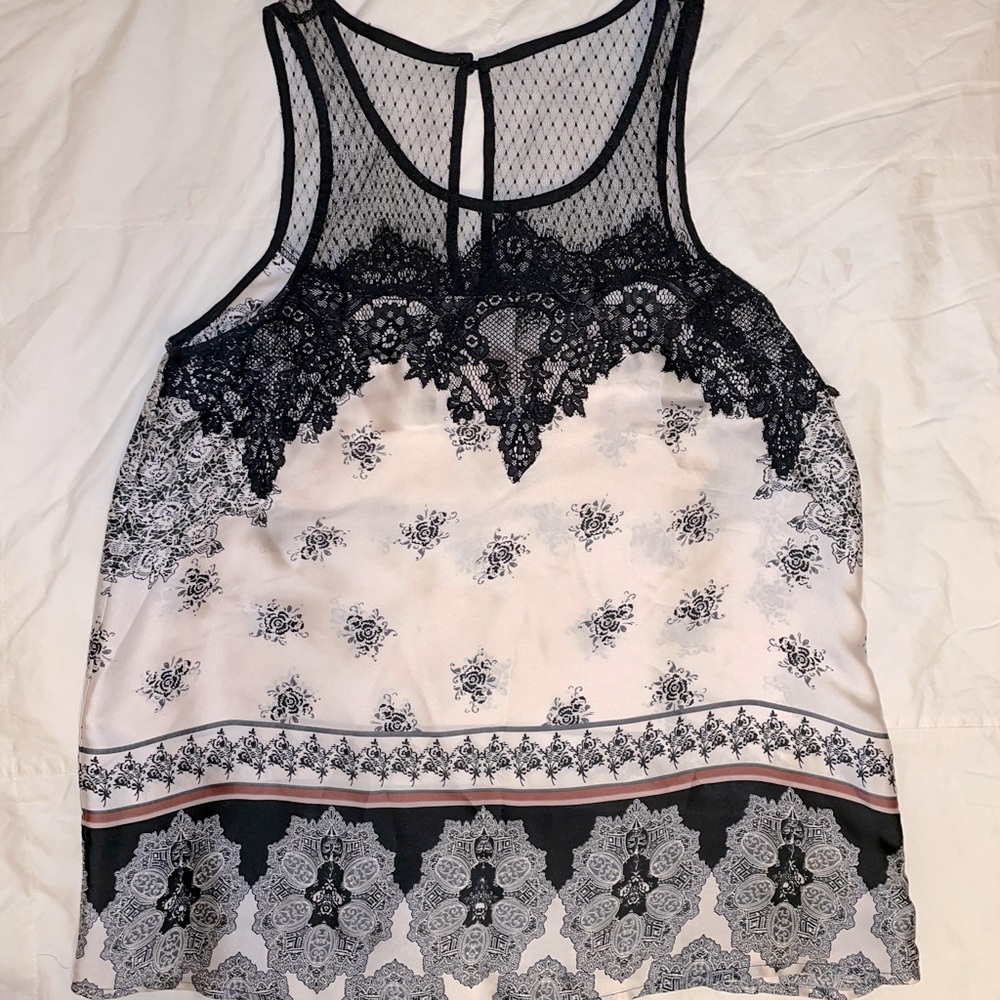 Maurice’s Medium Silk and Lace Tank - Blush